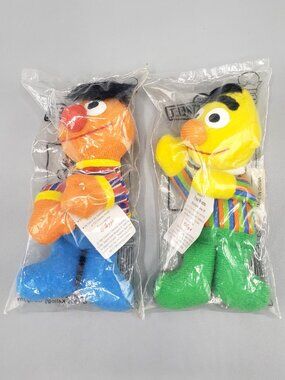 Sesame Street Bert Ernie Mini Beans 4" Plush Lot Vintage 1999 Kellogg Jim Henson